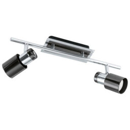 Stylish Flush Ceiling Light With 2 Spotlights In Nickel Finish, Gu10 Bulbs Included - thumbnail 1