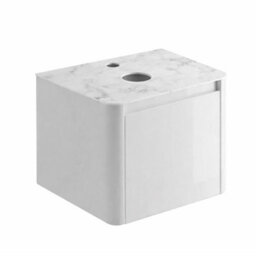Plum&clay Mayfair Gloss White Wall Hung Bathroom Vanity Unit With White Marble Countertop (W)550mm (H)406mm - thumbnail 3