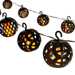 8Pc Solar Rattan Ball Flame Effect Led String Hanging Lights - No Wires Or Cables Are Needed - Auto Light Control - thumbnail 5