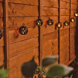 8Pc Solar Rattan Ball Flame Effect Led String Hanging Lights - No Wires Or Cables Are Needed - Auto Light Control - thumbnail 4