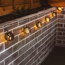 8Pc Solar Rattan Ball Flame Effect Led String Hanging Lights - No Wires Or Cables Are Needed - Auto Light Control - thumbnail 2