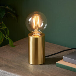 Harbour Studio Reno Cylinder Satin Gold Effect Table Lamp Base - thumbnail 1