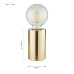 Harbour Studio Reno Cylinder Satin Gold Effect Table Lamp Base - thumbnail 7