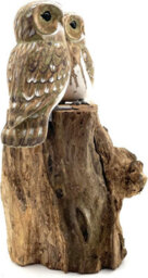 My Square Mile Bird Statue Ornament Wooden Hand Carved Bird Tree Stump British Birds Indoor/outdoor Garden Ornament (Double White Owl) - thumbnail 6