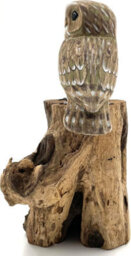My Square Mile Bird Statue Ornament Wooden Hand Carved Bird Tree Stump British Birds Indoor/outdoor Garden Ornament (Double White Owl) - thumbnail 5