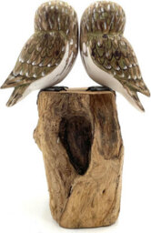 My Square Mile Bird Statue Ornament Wooden Hand Carved Bird Tree Stump British Birds Indoor/outdoor Garden Ornament (Double White Owl) - thumbnail 7