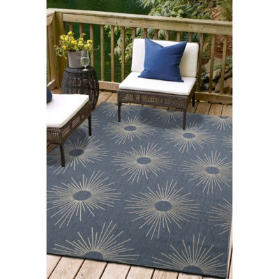 Melrose Eden Stars Navy Patterned Indoor Outdoor Medium Area Rug 3mm Pile Height - 120/170Cm - image 1