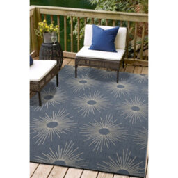 Melrose Eden Stars Navy Patterned Indoor Outdoor Medium Area Rug 3mm Pile Height - 120/170Cm - thumbnail 1