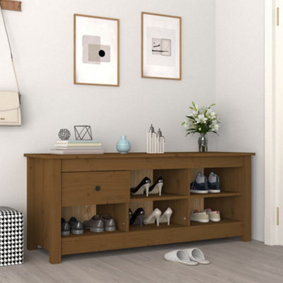 Berkfield Shoe Cabinet Honey Brown 110X38X45.5 Cm Solid Wood Pine - image 1