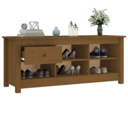 Berkfield Shoe Cabinet Honey Brown 110X38X45.5 Cm Solid Wood Pine - thumbnail 8