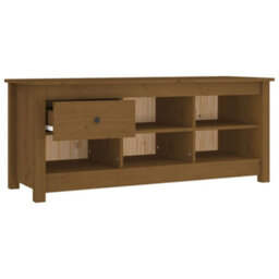 Berkfield Shoe Cabinet Honey Brown 110X38X45.5 Cm Solid Wood Pine - thumbnail 4