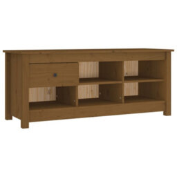 Berkfield Shoe Cabinet Honey Brown 110X38X45.5 Cm Solid Wood Pine - thumbnail 2