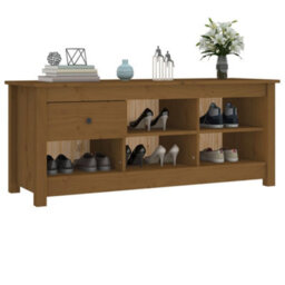 Berkfield Shoe Cabinet Honey Brown 110X38X45.5 Cm Solid Wood Pine - thumbnail 7