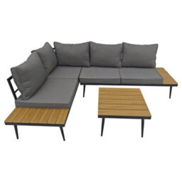 Birchtree 3-Seater Garden Furniture Set Corner Sofa Conversation Set W/coffee Table Grey - thumbnail 4