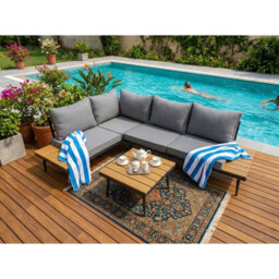 Birchtree 3-Seater Garden Furniture Set Corner Sofa Conversation Set W/coffee Table Grey - thumbnail 5