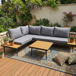 Birchtree 3-Seater Garden Furniture Set Corner Sofa Conversation Set W/coffee Table Grey - thumbnail 2