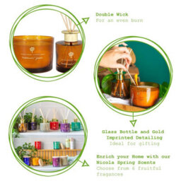 Nicola Spring Scented Candle & Reed Diffuser Set - 350G - Sandalwood & Jasmine - thumbnail 2