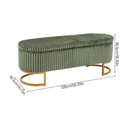 Ottoman Storage Box Plain Design Corduroy Blanket Toy Pouffe Bench Footstool - thumbnail 2
