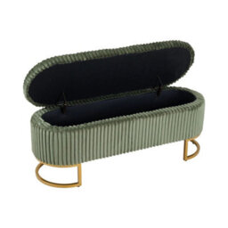 Ottoman Storage Box Plain Design Corduroy Blanket Toy Pouffe Bench Footstool - thumbnail 1