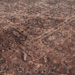 Loomed Vintage Design Cotton Chenille Rug Brown Charcoal Machine Washable 80Cm X 300Cm - thumbnail 5
