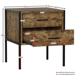 Lassic Vida Designs Brooklyn Dark Wood 2 Drawer Bedside Cabinet (H)500mm (W)430mm (D)400mm - thumbnail 2