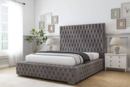 "Sloomy Ambassador Slate Naples Bed Frame With 50""  Upholstered Headboard 3' Single" - thumbnail 2