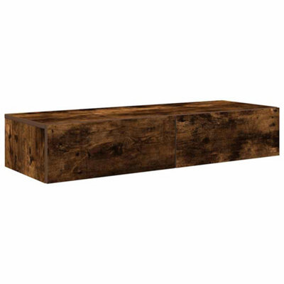 Berkfield Durable Wall Shelf With Drawers Smoked Oak 100X36X19 Cm Engineered Wood