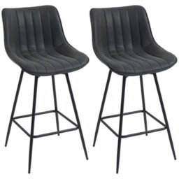 Homcom Swivel Bar Stools Set Of 2, Pu Leather Upholstered Bar Chairs, Black - thumbnail 2