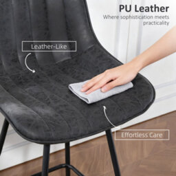 Homcom Swivel Bar Stools Set Of 2, Pu Leather Upholstered Bar Chairs, Black - thumbnail 7