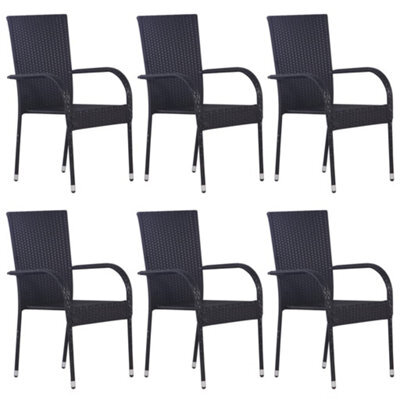Berkfield Stackable Outdoor Chairs 6 Pcs Poly Rattan Black - image 1