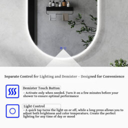Maerts-E Oval Led Bathroom Mirror 600 X 1000 mm 3 Colour Dimmable Lights Demister Touch Switch Illuminated Wall Mounted Vanity Mirror - thumbnail 5