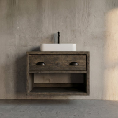 Off The Grain Wall Mounted Bathroom Vanity Unit Without Basin, Wooden Bathroom Vanity 1000mm - image 1