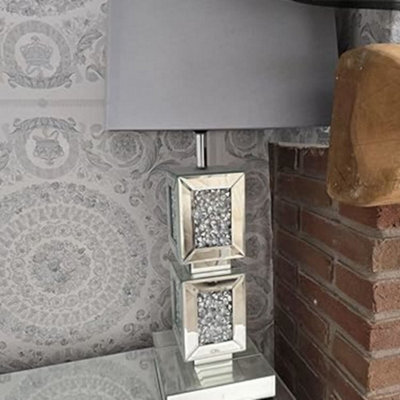 Biznest Crystal Diamond 2 Box Tower Bass Table Lamp Bedside Lamps With Shade, Night Light Modern Home Decoration Living Room