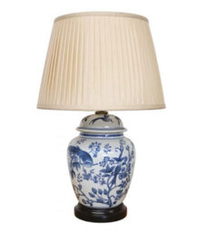 Downton Interiors Blue Bird Oriental Chinese Ceramic Porcelain Table Lamp - thumbnail 2