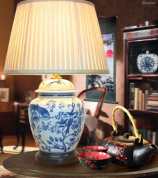 Downton Interiors Blue Bird Oriental Chinese Ceramic Porcelain Table Lamp - thumbnail 5