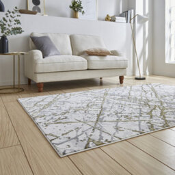 Gold Silver Abstract Modern Easy To Clean Rug For Living Room Bedroom & Dining Room-80Cm X 150Cm - thumbnail 2