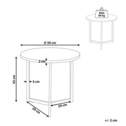 Wyld And Coco 50Cm Round Side Table Dark Wood Top Black Iron Legs Industrial Compact - thumbnail 4
