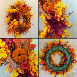 Amorly 45Cm Autumn Artificial Wreath Maple Leaves Pumpkin Flower Garland Fall Wreaths For Halloween Autumn Door Decoration - thumbnail 6