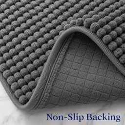 Aspire Homeware Quick Dry Chenille Bathmat Soft Water Absorbent Shower Mat Non-Slip Floor Mat, Grey (L)60Cm X (W)40Cm - thumbnail 3