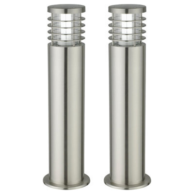 First Choice Lighting Set Of 2 Bloom Brushed Stainless Steel Outdoor Post Lights - image 1