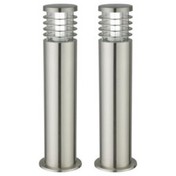 First Choice Lighting Set Of 2 Bloom Brushed Stainless Steel Outdoor Post Lights - thumbnail 1