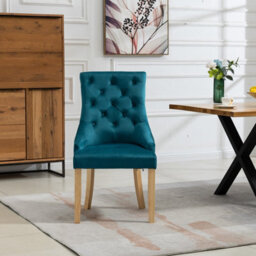 Ravenna Velvet Dining Chairs - Set Of 2 - Teal - thumbnail 2