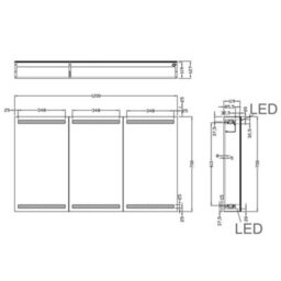 Plum&clay Carter Led Illuminated Mirrored Wall Cabinet With Shaver Socket (H)700mm (W)1200mm - thumbnail 3