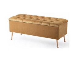 120Cm Amara Chesterfield Ottoman Storage Bench - Plush Velvet Shoes Bench - Mink Upholstery Footstool Storage With Legs - thumbnail 3