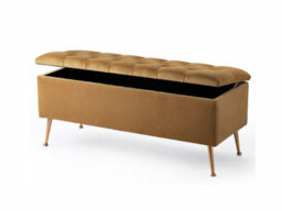120Cm Amara Chesterfield Ottoman Storage Bench - Plush Velvet Shoes Bench - Mink Upholstery Footstool Storage With Legs - thumbnail 2