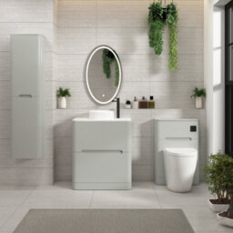 Royal Bathrooms Venice 700mm Dove Grey Freestanding Bathroom Countertop Vanity Unit 2 Drawer With Round Basin - thumbnail 4