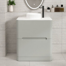 Royal Bathrooms Venice 700mm Dove Grey Freestanding Bathroom Countertop Vanity Unit 2 Drawer With Round Basin - thumbnail 1