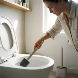 Harbour Housewares Wall-Mounted Toilet Brush & Holder - 3X White Slimline Space-Saving Detachable Silicone Bathroom Brush - thumbnail 9