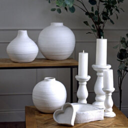 Hill Interiors Matt White Ceramic Candle Holder - thumbnail 3