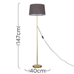 Valuelights Charles Gold Floor Lamp With Grey Linen Shade - thumbnail 7